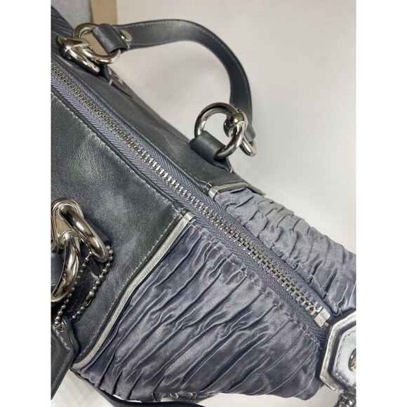 Coach Leather Satchel Purse Bag F20084 Ashley Madison Pleated Gray Pink Lining - Picture 16 of 16